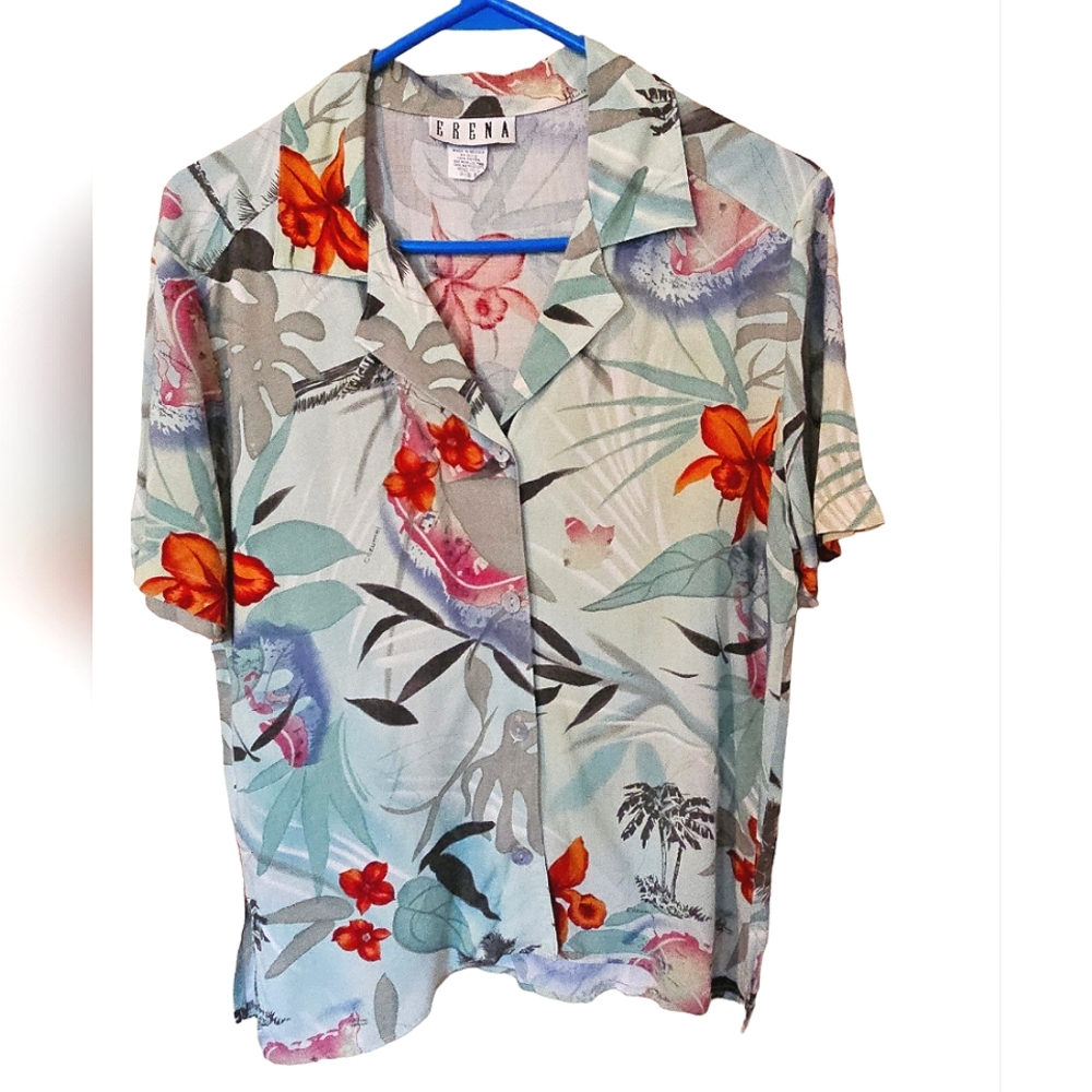 Cozumel Floral Short Sleeve Shirt Small